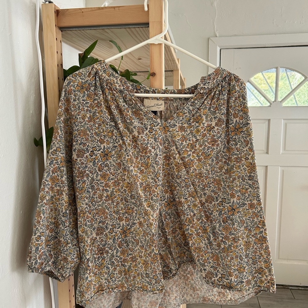 Universal Thread Floral Blouse in Earth Tones